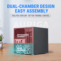 Boîtier NAS Auriga Mid Tower en aluminium de 2 mm à 6 baies pour MicroATX/ITX avec backplane SATA à échange à chaud, alimentation ATX et 4 emplacements PCIe