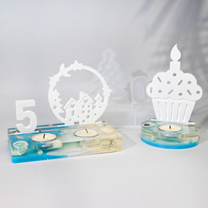 DM1018 <span class=keywords><strong>Moule</strong></span> en silicone pour bougeoirs en résine et supports de bougies en plâtre, motifs Noël, château, citrouille, anniversaire, à insérer - Product Image 1