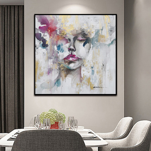 Pittura a olio astratta moderna dipinta a mano ritratto del viso delle <span class=keywords><strong>donne</strong></span> decorazione della parete per l'ufficio o la casa 100% la Base <span class=keywords><strong>di</strong></span> supporto della tela - Product Image 3