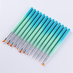 Ensemble de pinceaux à ongles en nylon durable, petits, plats, éventail, liner, ombré, pour la peinture au gel décorative et les pointes françaises - Product Image 2
