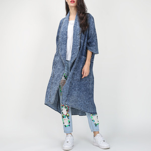 Automne Denim Trench Coat femmes coupe-vent manches lâche <span class=keywords><strong>grande</strong></span> <span class=keywords><strong>taille</strong></span> dames manteaux mode <span class=keywords><strong>vêtements</strong></span> coton Vintage Long solide - Product Image 3