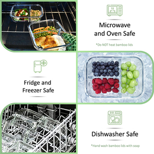 กล่องเบนโตะกลางวันทำจากแก้วใสขนาด1000มล. พร้อมฝาไม้ไผ่3ช่องไมโครเวฟปลอดภัยสำหรับผู้ใหญ่เด็กปรับแต่งโลโก้ได้ - Product Image 6