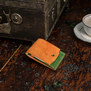 กระเป๋าสตางค์หนังแท้สไตล์วินเทจแบบเปิดขนาดเล็กบาง ป้องกันการโจรกรรม RFID บุด้วยผ้าฝ้าย มีช่องใส่บัตรความจุเยอะ พร้อมช่องใส่บัตรประชาชน - Product Image 2