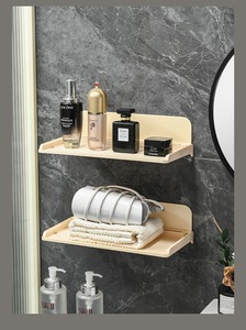 Estante de almacenamiento plegable para baño, estante montado en la pared sin perforaciones para cosméticos - Product Image 3