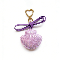 Porte-clés Coquillage Série Océan Mignonne en Cuir PU Durable Style Moderne avec Broderie Artisanale, Breloque de Sac Pendentif
