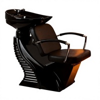 Fauteuil de lavage semi-inclinable Dongkai pour salon de coiffure, avec cadre en métal et revêtement en cuir, design rotatif, style luxueux