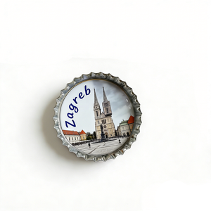 Aimant de réfrigérateur personnalisé en métal créatif, motif Bouchon de bouteille, Grande Barrière de Corail, Pompei, <span class=keywords><strong>Andorra</strong></span>, Cappadocia, Zagreb - Product Image 6