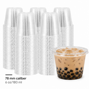แก้วน้ำพลาสติก PET ใส ขนาด 6 ออนซ์ 78 มม. เกรดอาหาร สำหรับเครื่องดื่มเย็น น้ำผลไม้ ชานมไข่มุก สมูทตี้ รับผลิตตามสั่ง พร้อมสกรีนโลโก้ - Product Image 1