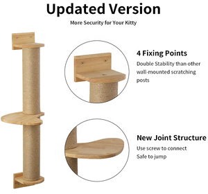 Nieuwste Stijlen Kat Activiteit Boom Met Kras Palen, Muur Gemonteerde Jute Krabber Grenen Hangmat Voor Katten Duurzame 5 Stuks Huisdier Katten - Product Image 5