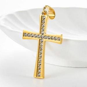 Colgantes de Cruz Clásicos de Acero Inoxidable con Pedrería, Pequeños Amuletos de Cristal de Jesús para Oración, Joyería Unisex para Hombres y Mujeres, Regalos - Product Image 6