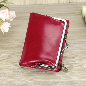 Portefeuille Compact Kiss-lock AOXONEL - Petit Portefeuille RFID Compact En Cuir Pour Femme - Fermeture éclair Et Verrou - Vintage, Vert - Idéal Cadeau Cadeau Fête Mères Noël