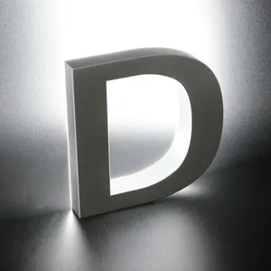 Letras do alfabeto 3d em aço inoxidável, mini letras led acrílico