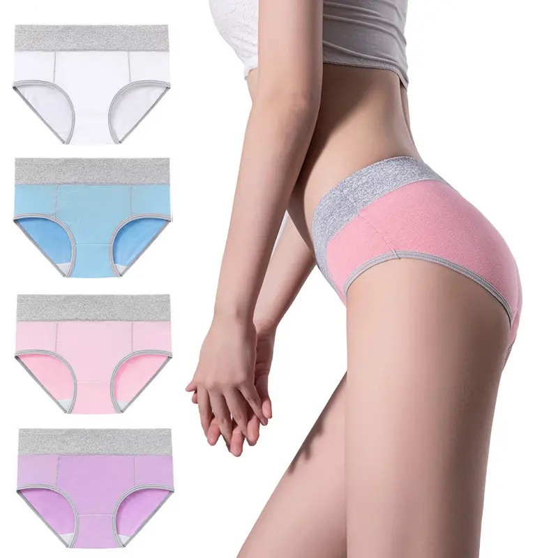 Free samples Plus-size 5XL plus fat lift butt matching color simple spot mid-waist briefs cotton women's underwear
