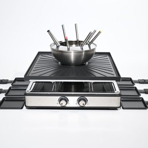 Bán Buôn 2200W Điện Raclette Nướng Fondue Set 8 Người Công Suất 2 Có Thể Điều Chỉnh Nhiệt Không Dính Chảo Hộ Gia Đình - Product Image 1