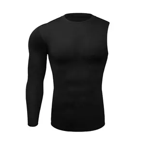 Customized youth male compression shirt long sleeve shirt wholesale suppliers gym bodybuilding one sleeve compression shirt