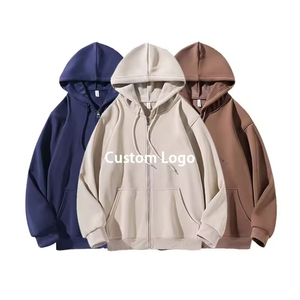 Felpa Sportiva da Uomo con Zip Integrale in Cotone, Design Personalizzato con Logo, Oversize, Tinta Unita, Lavorata a Maglia - Product Image 1