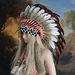 Nouvelle Couronne <span class=keywords><strong>de</strong></span> Plumes Style Ethnique, Coiffe <span class=keywords><strong>de</strong></span> Performance Tribale Extravagante Style Antique, Bijoux <span class=keywords><strong>de</strong></span> Spectacle pour Enfants - Product Image 3