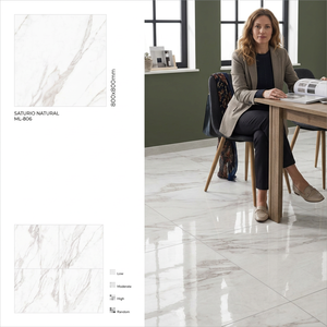 Sify Beige Ivory Glossy Vitrified Porcelain Floor Tiles Luxury Marble Design 32x32 Inch - Product Image 5