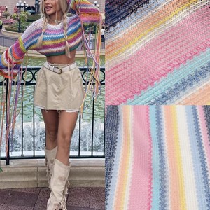 Tela de <span class=keywords><strong>Punto</strong></span> Ecológica de Nuevo Diseño, Colorida y Moderna, Tejido de <span class=keywords><strong>Punto</strong></span>, <span class=keywords><strong>Crochet</strong></span>, Jacquard Arcoíris - Product Image 5
