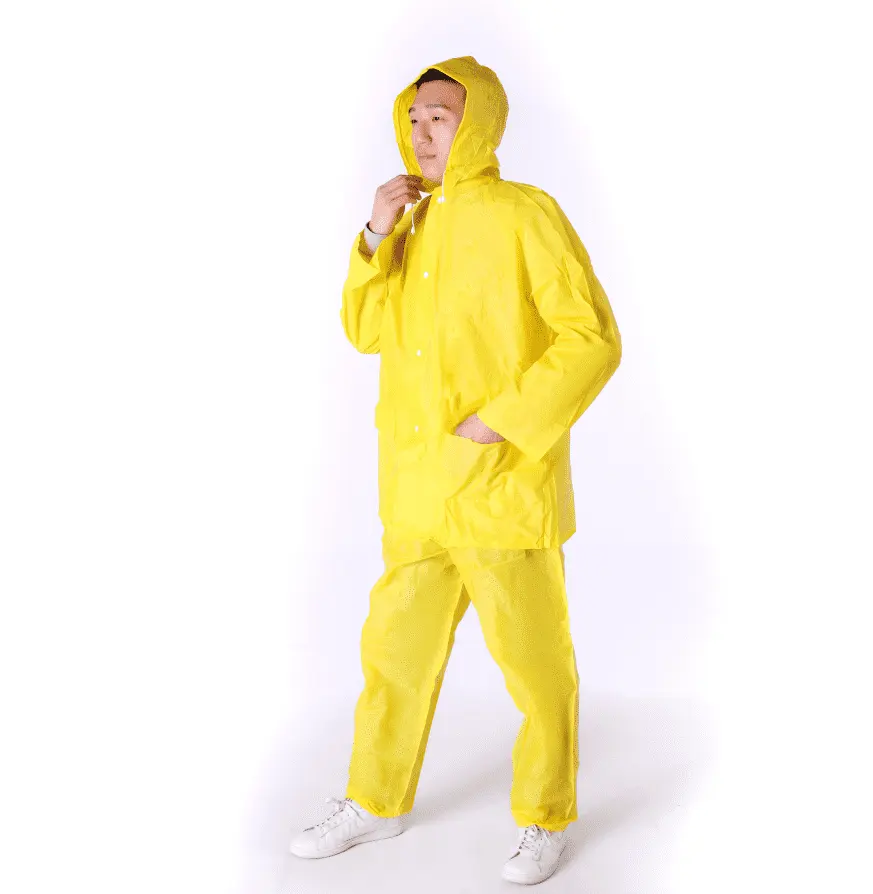 2023 PVC Yellow Plastic High Visibility Raincoats suit For Adults Waterproof EVA Hooded Pocket Custom Logo Poncho Rain Jacket