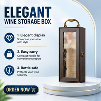 Coffret cadeau en bois pour vin avec kit d'accessoires pour le vin, verseur, tire-bouchon, fenêtre transparente, poignée métallique, boîte de transport pour vin rouge