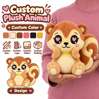 Peluche d'écureuil personnalisée pour commandes sur mesure avec yeux en forme de cœur, queue recourbée et pose de joues, service de conception de personnage