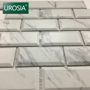 <span class=keywords><strong>Piastrelle</strong></span> in Ceramica Effetto Marmo Bianco di Carrara, Mosaico a Metro Quadro Smussato per Pareti di Bagno e <span class=keywords><strong>Cucina</strong></span> - Product Image 3