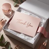 Tarjetas de Agradecimiento en Rosa Pálido con Detalles en Oro Rosa, Papelería para Bodas, Tarjetas de Felicitación con Escritura Personalizada, Venta al por Mayor OEM para Despedidas de Soltera