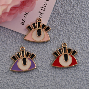 Pendentif en alliage œil porte-bonheur rose, violet, rouge, en alliage de zinc, breloques de bijoux DIY, pendentifs à thème, accessoires de mode unisexe - Product Image 1
