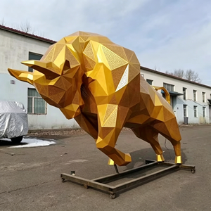 Escultura <span class=keywords><strong>de</strong></span> Toro <span class=keywords><strong>de</strong></span> Acero Inoxidable <span class=keywords><strong>de</strong></span> Tamaño Real, Diseño Moderno, Plateada, Pulida, Personalizada, con Movimiento <span class=keywords><strong>de</strong></span> Correr y Saltar - Product Image 5