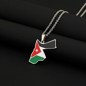 <span class=keywords><strong>Jordan</strong></span> Map Flag collier pendentif goutte d'huile Vintage hommes et femmes titane acier pendentif <span class=keywords><strong>chandail</strong></span> chaîne accessoires - Product Image 5