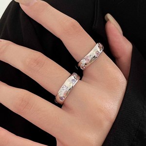Silver Ruitai S925 Silver Pink Heart Zirconia <b>Open</b> <b>Ring</b> For Women Everyday Wear - Product Image 4