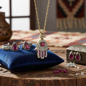 Hamsa จี้หินทับทิมแท้เครื่องประดับสเตอร์ลิงทำด้วยมือจากเงิน925 - Product Image 3