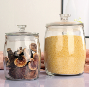 食品瓶丸型食品保存ガラス瓶丸型保管キャンディーガラス食品瓶 - Product Image 4