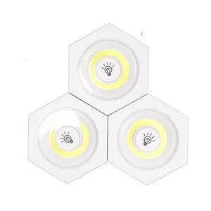 Wireless remote sensing Hexagonal prism led touch remote control puck lights mini touch light set