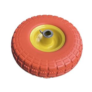 10 pulgadas 4,10/3,50-4 <span class=keywords><strong>rueda</strong></span> sólida a prueba de pinchazos neumático de espuma de PU para carro pequeño rodamiento de bolas Uso de <span class=keywords><strong>carretilla</strong></span> libre plana - Product Image 4