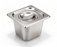 Conteneur de stockage alimentaire portable GN 1/6 de plusieurs tailles, bac alimentaire en acier inoxydable Gastronorm avec couvercle
