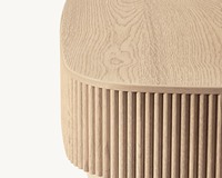 Table basse contemporaine moderne en chêne américain cannelé ovale, multifonctionnelle et personnalisable, meubles de salon Mulholland