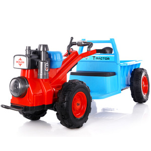 Tractor eléctrico Beaduoqi de 12V con doble tracción para niños de 2 a 4 años, color azul y rojo, con luz y sonido. - Product Image 3