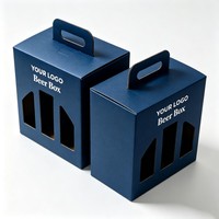 Caja de Regalo para Vino de Lujo Hecha a Mano con Asa, Impresión Digital, Cajas de Cartón Corrugado para Cerveza de 125 ml, Cajas de Embalaje para Bebidas Energéticas