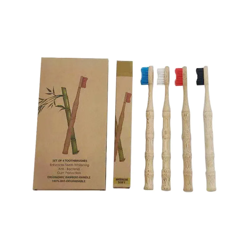2021 Custom Logo Nature Nylon Head Bamboo Joint Handle Green Bamboo Toothbrush Cheapest Bamboo Toothbrush