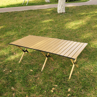 Table pliante Guetio GT-120 moderne en acier inoxydable et aluminium, durable, facile à transporter, rangement pratique pour une utilisation en extérieur