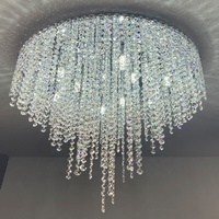 Plafonnier LED en cristal en acier inoxydable avec télécommande pour salon, chambre à coucher, salle à manger, style luxe léger