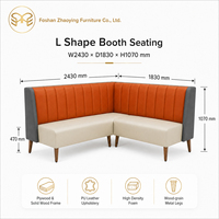 Banquette en forme de L capitonnée, en PU orange, pour restaurant commercial, bistro, café, chaîne de restauration rapide et dîner