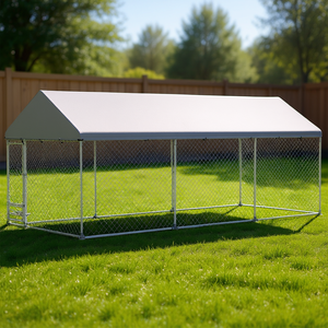 Nichoir extérieur pour chien 6 m x 2,3 m avec structure métallique, toit imperméable, verrouillage sécurisé, maison rectangulaire pour animaux de compagnie toutes saisons - Product Image 2