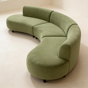 Canapé modulaire incurvé en polaire vert foncé, style minimaliste moderne, canapés de salon, utilisation de loisirs, canapé en tissu - Product Image 5