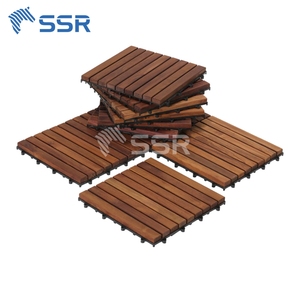 Baldosas de Madera de Acacia Marrón de 9 Listones, Baldosas de Exterior Encajables, Baldosas Compuestas Económicas, Autoinstalables - Product Image 2