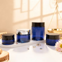 Pots en verre bleu de qualité supérieure 20g/30g/50g/100g, étanches et hermétiques, pour cosmétiques, soins de la peau, pots de rangement élégants et durables