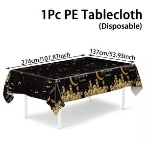 Microstar Ramadan <span class=keywords><strong>Mantel</strong></span> desechable Ramdan <span class=keywords><strong>Mantel</strong></span> Musulmán Cubierta de mesa de plástico Eid Mubarak Suministros para fiestas - Product Image 4