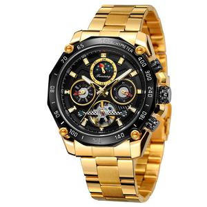 De Lujo resistente al agua, de acero inoxidable OEM hombre mecánico automático reloj de pulsera de los hombres de fase de la <span class=keywords><strong>luna</strong></span> reloj Tourbillon - Product Image 1